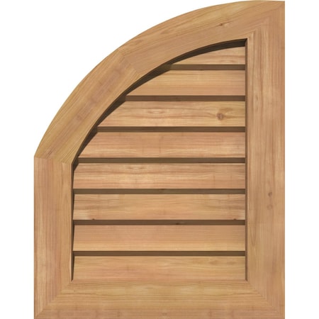 Quarter Round Top Left Western Red Cedar Gable Vent W/Decorative Face Frame, 18W X 30H